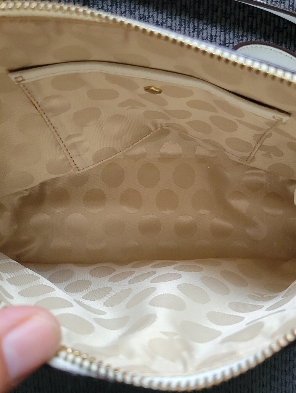 Super Cute Kate Spade White with Golden Tan interior Crossbody Handbag Purse - Picture 8 of 11